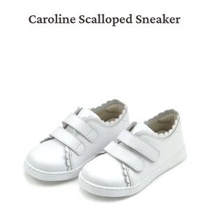L'Amour White Scalloped Kids Sneakers